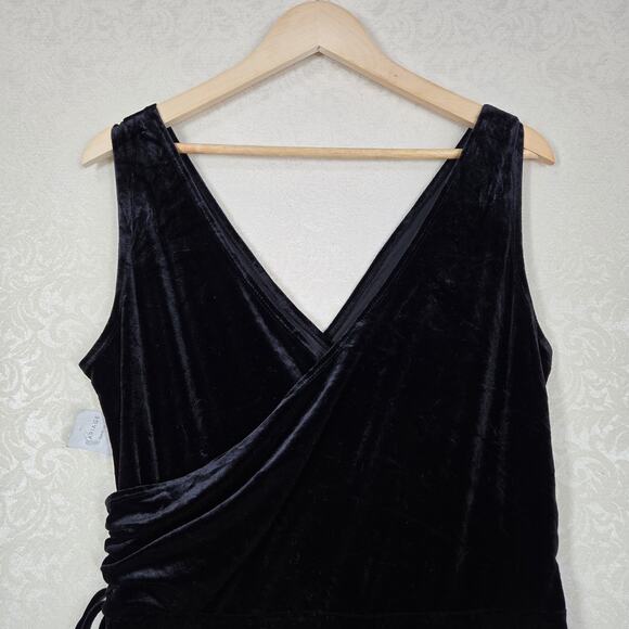 Mariage Velvet Dress sz 14 Black Sleeveless Surplice Neckline Evening Formal - Picture 7 of 14